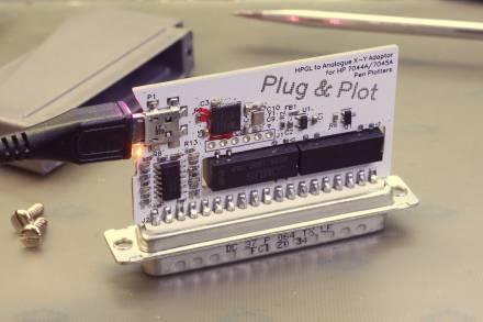 Fully populated PCB with sub-D and USB connectors, microcontroller, op amp, two reed relays and some smaller SMD components.